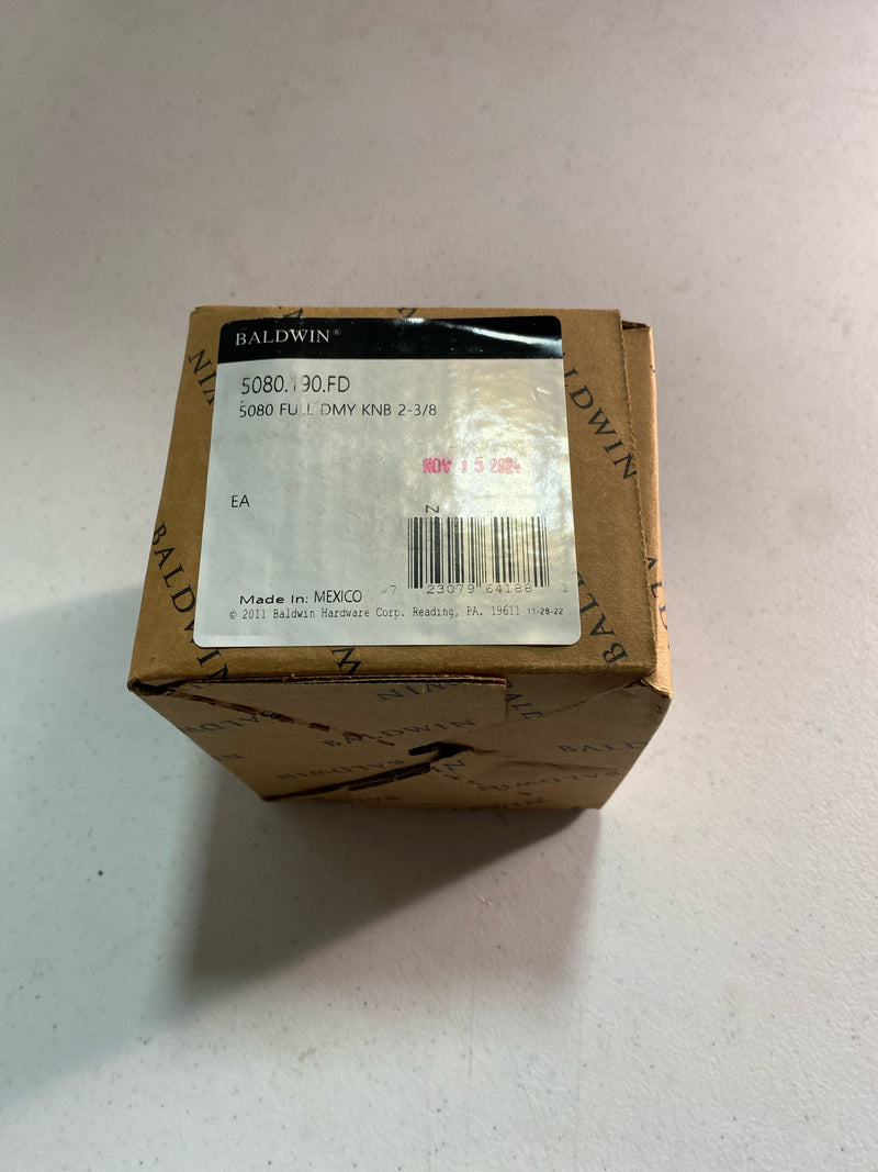 Baldwin 5080190FD 5080 Non-Turning Two-Sided Dummy Door Knob Set with 5048 Rose from the Estate Collection - Satin Black