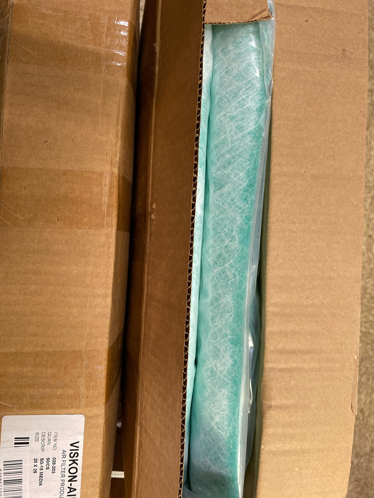 Viskon-Aire 028-203 SG-15 Green 20" x 25" x 2.5" Fiberglass Paint Arrestor (15g Pad)