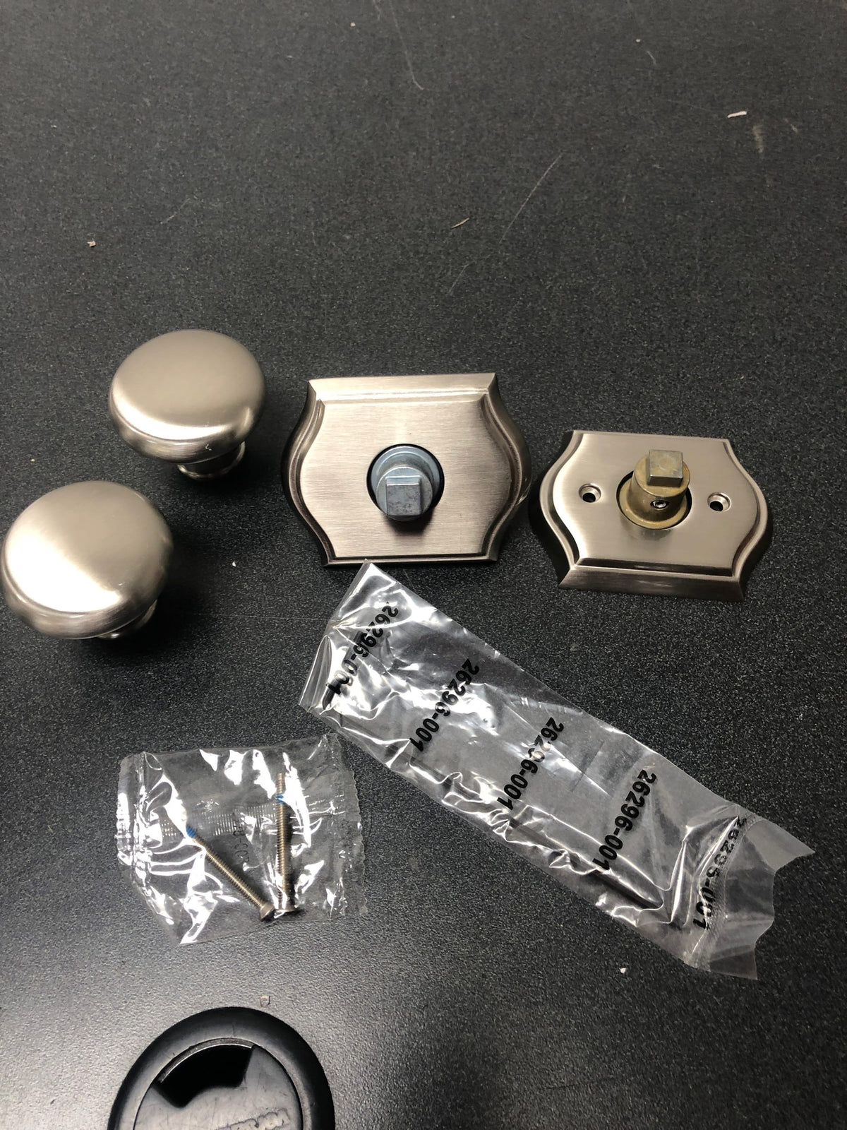 Baldwin FDROUTAR150 Round Non-Turning Two-Sided Dummy Door Knob Set with Arch Rose - Satin Nickel