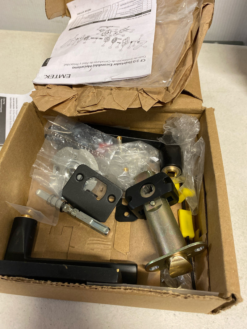 Emtek C5212HLOUS19 Helios Privacy Door Lever Set with Modern Rectangular Rose and Concealed Screws from the Brass Modern Collection - Flat Black