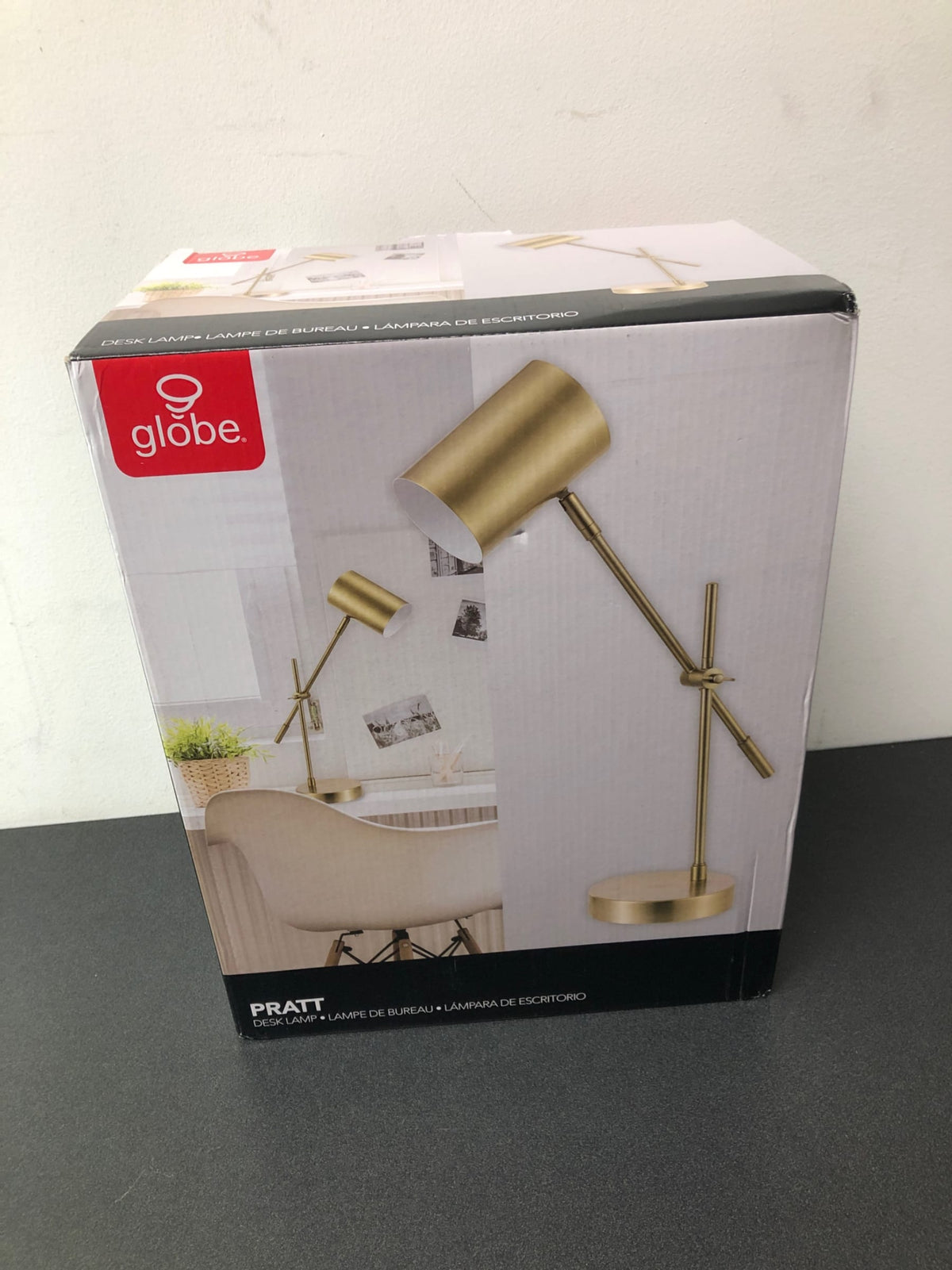 Globe Electric 52098 Pratt Single Light Adjustable Height Boom Arm Desk Lamp - Matte Brass