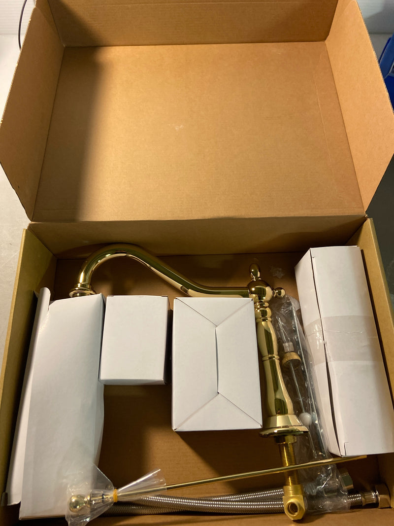 Signature Hardware 434670 Victorian Widespread Bathroom Faucet with Metal Lever Handles and Pop-Up Drain Assembly