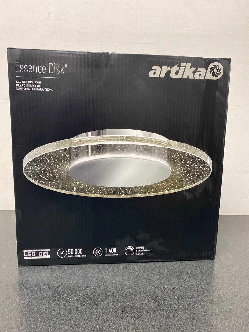 Artika FM-ED-HD2 Essence Disk 13 in. 1-Light Modern Chrome Integrated LED Flush Mount Ceiling Light Fixture for Kitchen or Bedroom