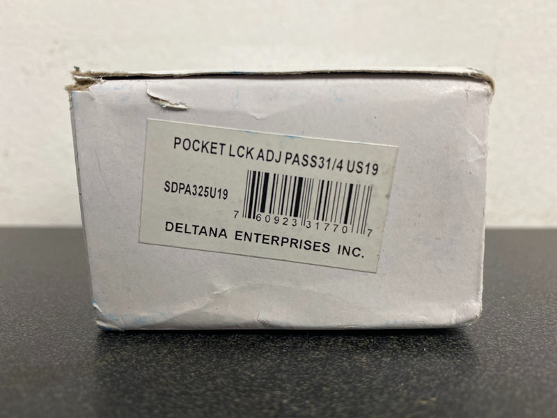 Deltana SDPA325U19 3-1/4 Inch Tall Adjustable Pocket Door Lock for Passage - Flat Black