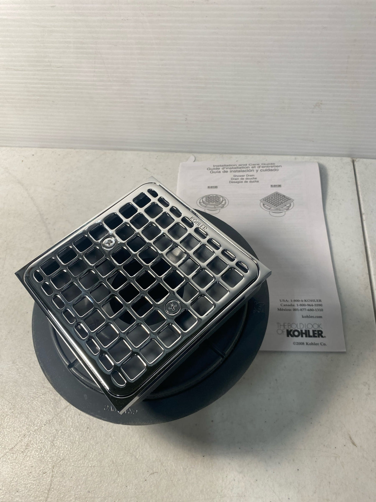 Kohler K-9136-CP Clearflo Square Design Tile-In Shower Drain - Chrome