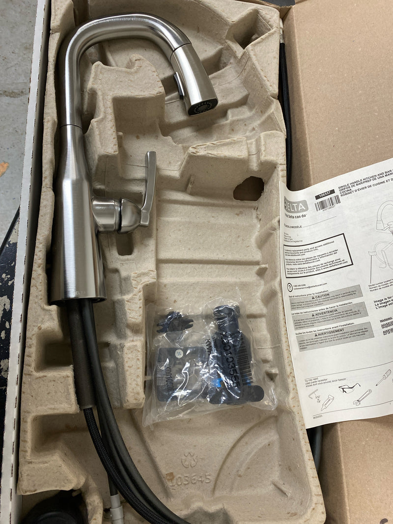 Delta 9976-AR-PR-DST Stryke 1.8 GPM Pull-Down Bar/Prep Faucet with Magnetic Docking Spray Head - Lumicoat Arctic Stainless