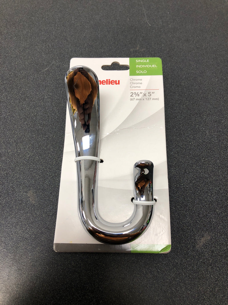 Richelieu RH1813011140 5-1/16 Inch Single Metal Coat Hook - Chrome