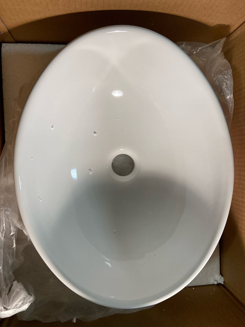 ALFI brand ABC913 15-3/8" Oval Vitreous China Vessel Bathroom Sink - White