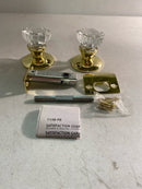First Watch 1148-PB 2-3/8" Backset Glass Passage Door Knobset with Latch and Rosettes - Polished Brass