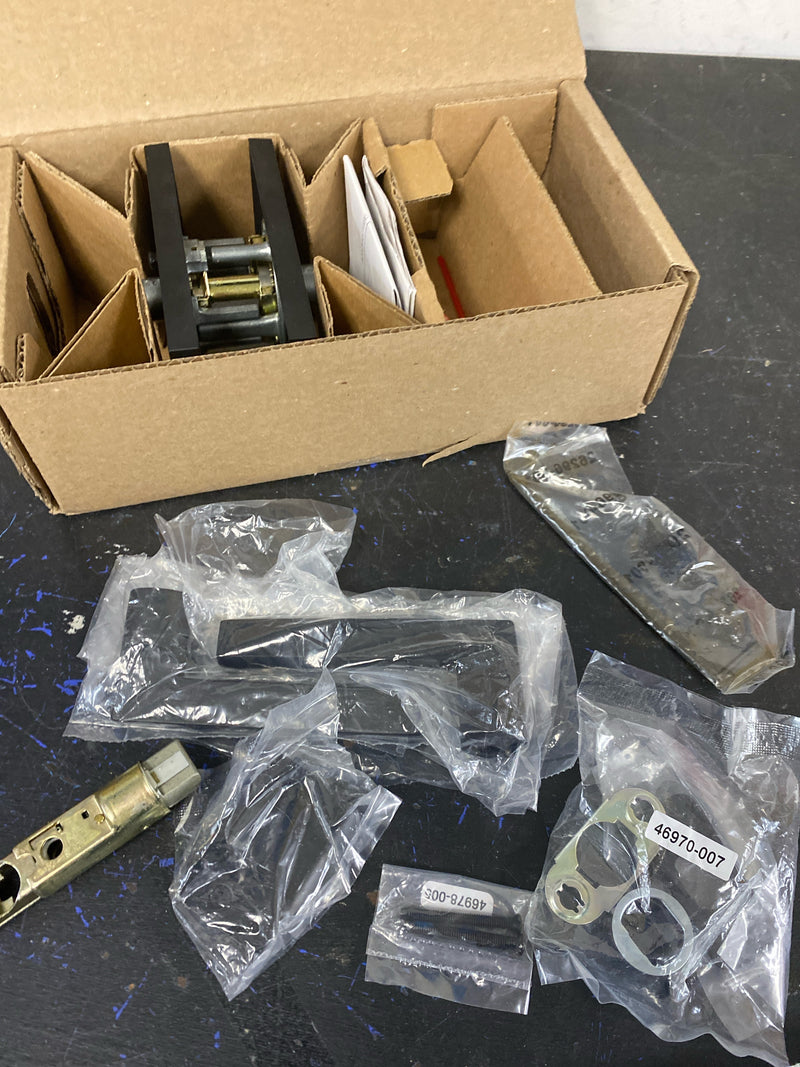 Baldwin PVSQUCFR190 Square Privacy Door Lever Set with 5 Inch Rectangle Rose from the Reserve Collection - Satin Black