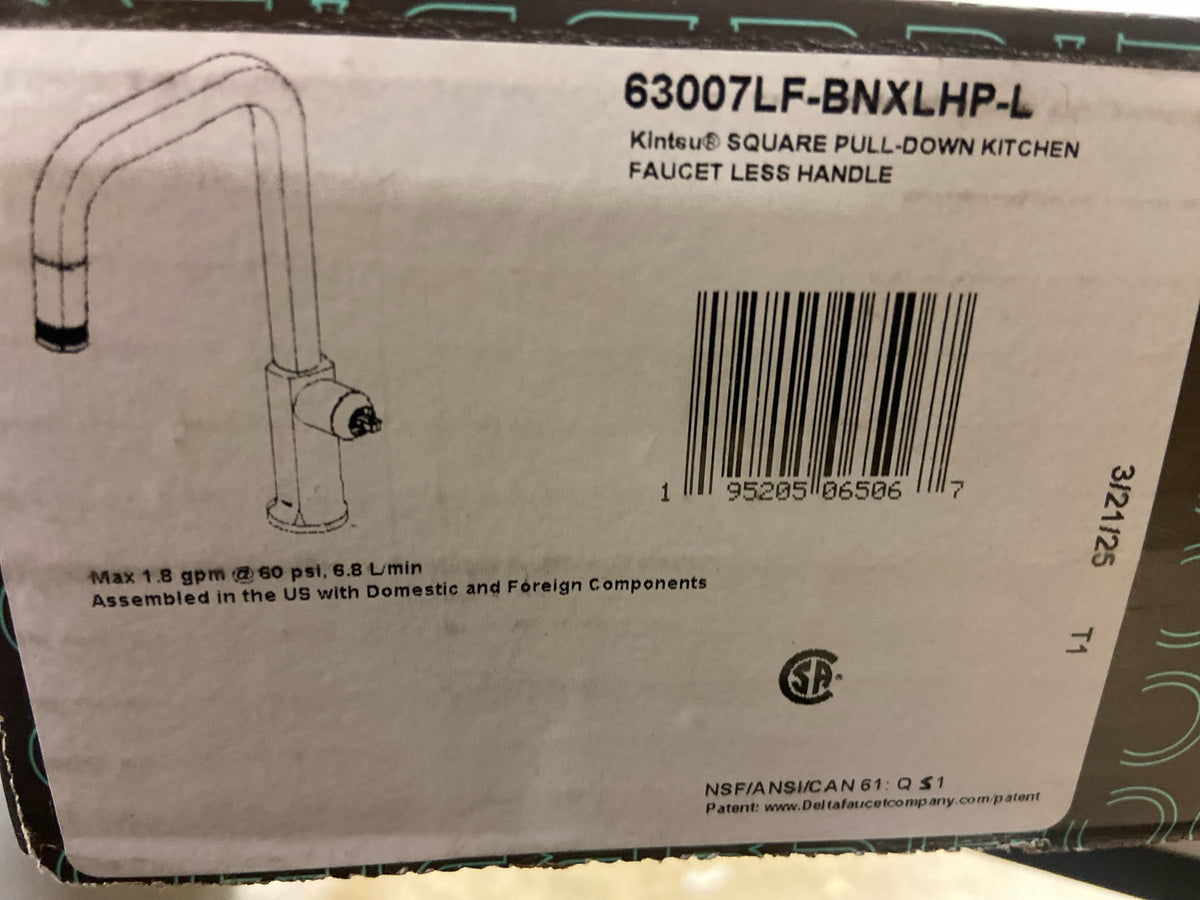 Brizo 63007LF-BNXLHP-L Kintsu 1.8 GPM Single Hole Pull Down Kitchen Faucet with Square Spout - Less Handle - Lumicoat Black Onyx