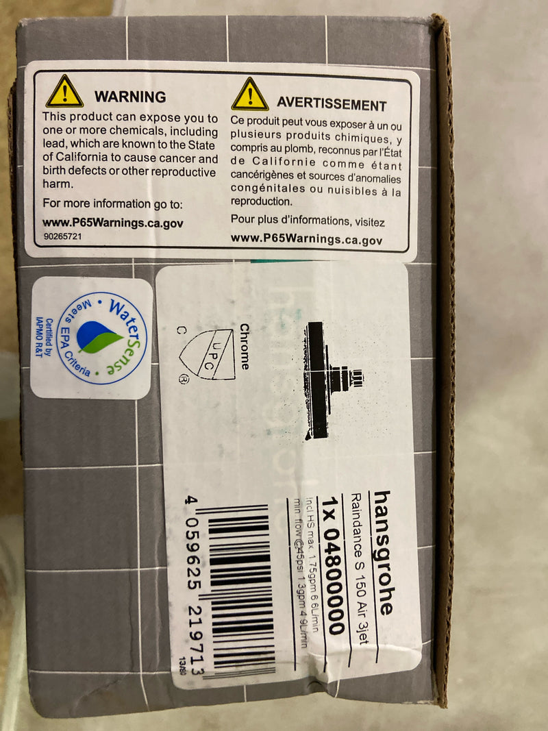 Hansgrohe 04800000 Raindance S 1.75 GPM 3-Jet Shower Head with AirPower - Chrome