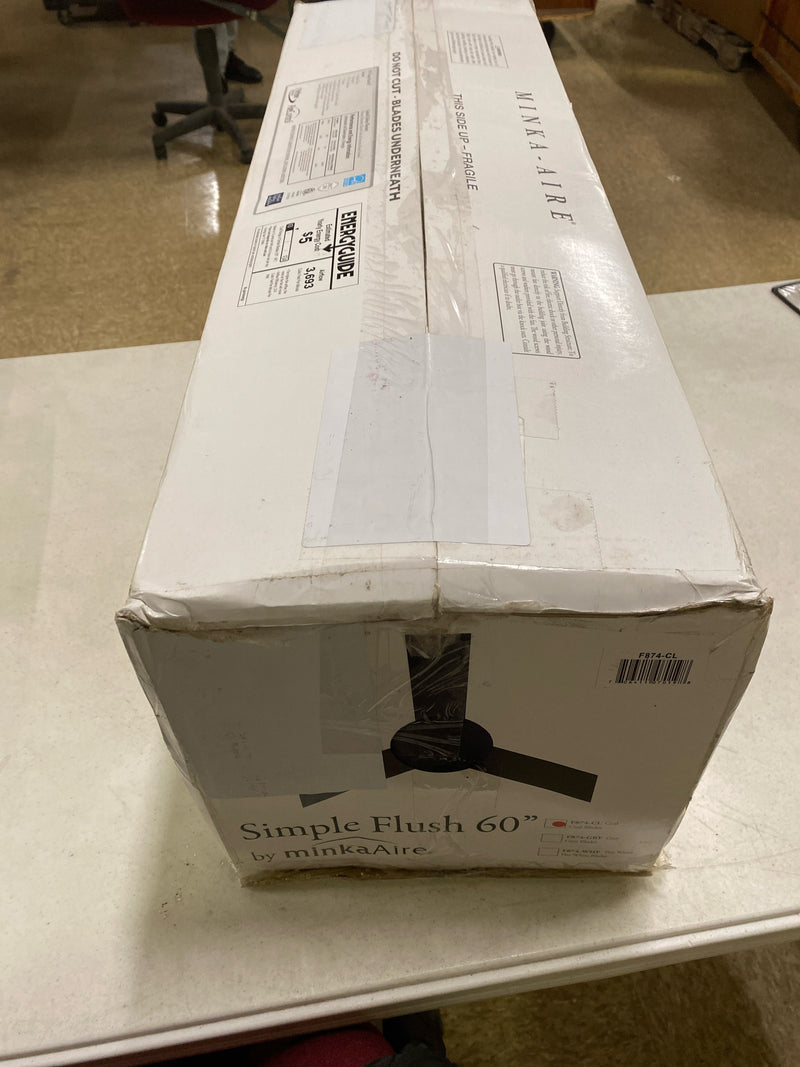 Minka-aire F874-CL Simple Flush 60 in. Indoor/Outdoor Black Standard Ceiling Fan with Remote Included