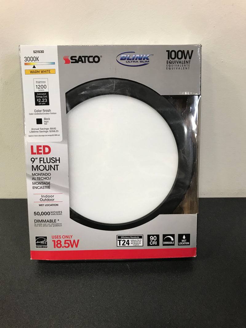 Satco Lighting 9" Wide Integrated LED Flush Mount Round Drum Ceiling Fixture - 3000K