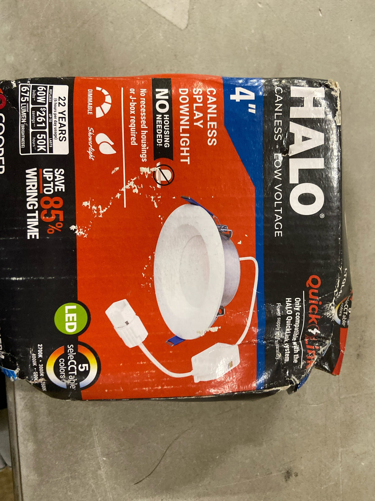 Halo LTQL4069S1EDM QuickLink Low Voltage, 4 in. Selectable CCT 2700-5000K, 600 Lumens, Recessed Canless LED Accessory Downlight, Dimmable