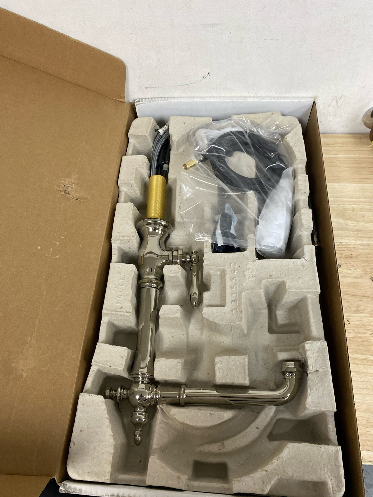 Kohler K-99265-SN Artifacts Single-Hole Kitchen Sink Faucet with 13-1/2 In. Swing Spout, Two-Function Sidespray, and Victorian Spout Design, Vibrant Polished Nickel, one-size