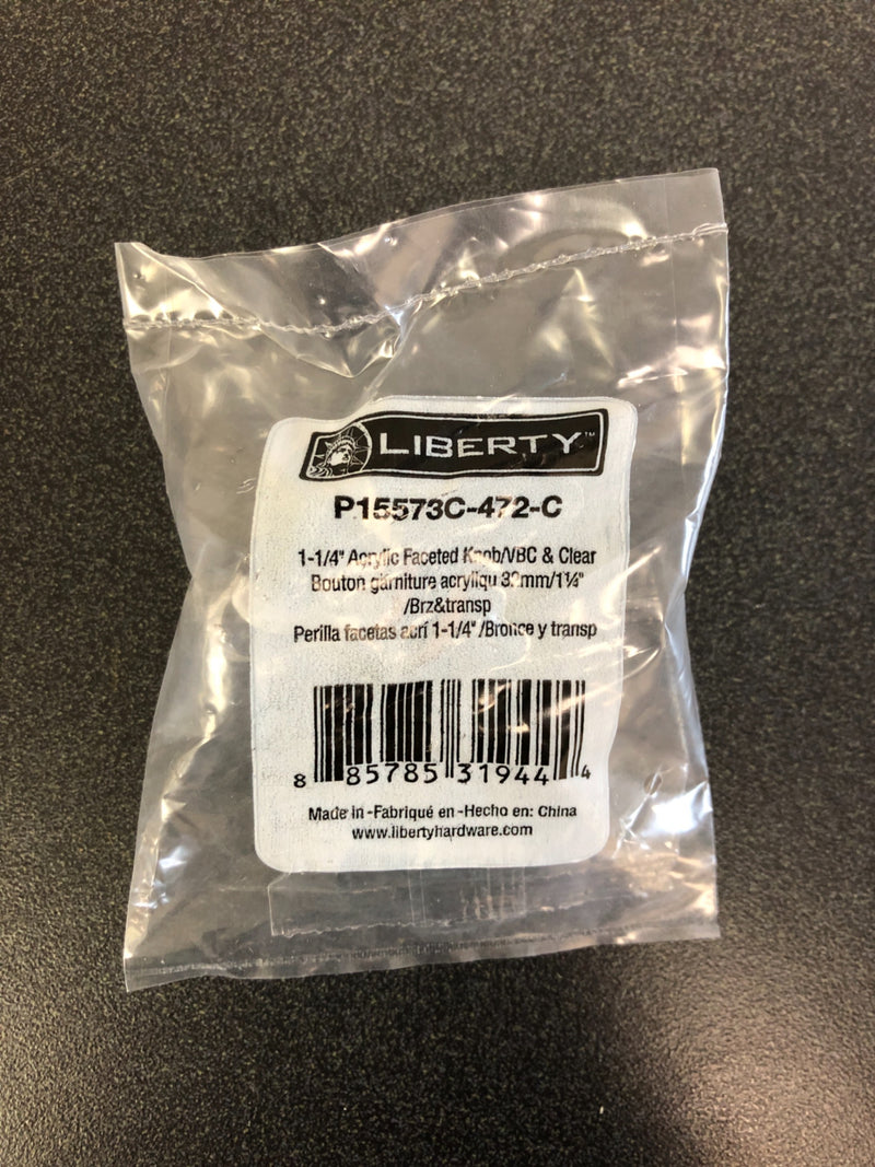 Liberty Hardware Faceted 1-1/4 Inch Geometric Cabinet Knob - Venetian Bronze with Copper and Clear
