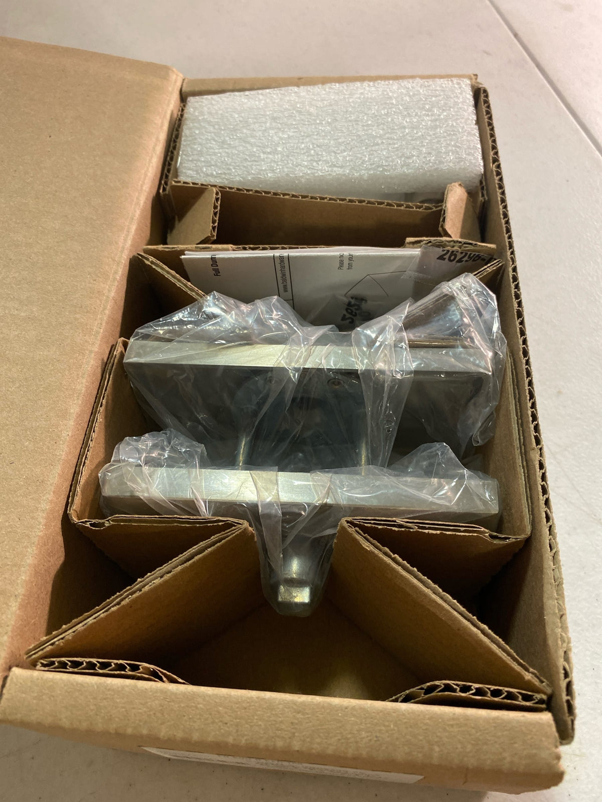 Baldwin FDSQUCFR150 Square Non-Turning Two-Sided Dummy Door Lever Set with 5 Inch Rectangle Rose from the Reserve Collection - Satin Nickel