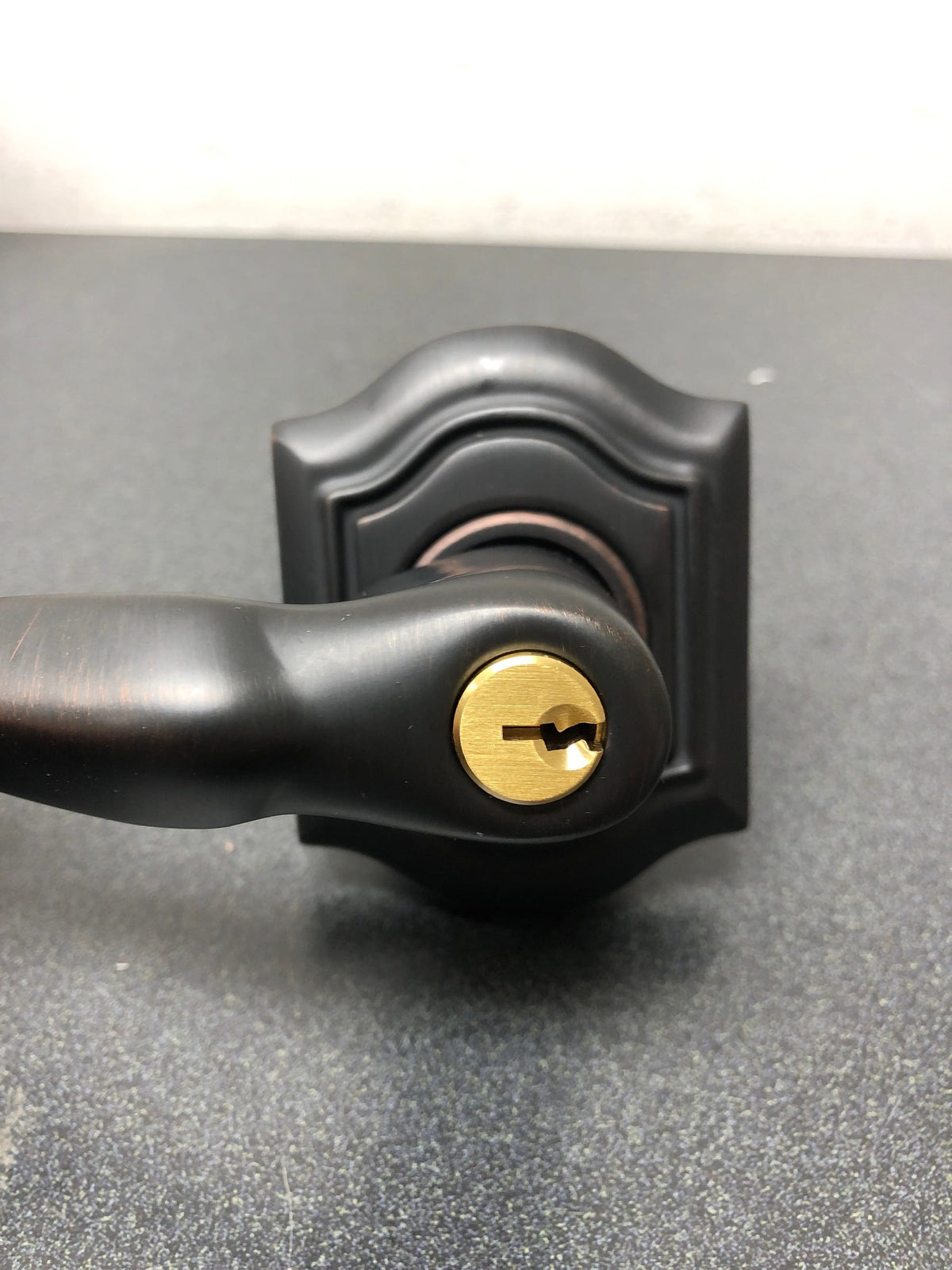Baldwin 5237112LENT 5237 Left Handed Single Cylinder Keyed Entry Door Lever Set with R027 Rose from the Estate Collection - Venetian Bronze