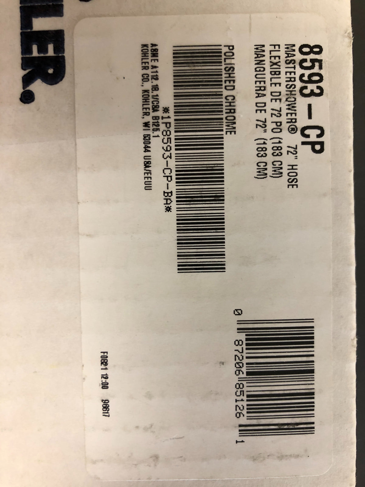 Kohler MasterShower 72" Metal Hand Shower Hose with Swivel Base