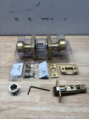 Kwikset 740PSKSQT-4S Pismo Single Cylinder Keyed Entry Door Knob Set with Square Rose and SmartKey - Satin Brass