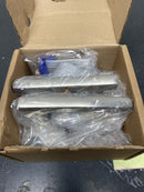 Emtek 5112FRLUS15LH Freestone Left Handed Passage Door Lever Set with Modern Rectangular Rose from the Urban Modern Collection - Satin Nickel