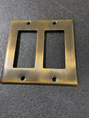 Deltana SWP4741U5 Modern Architectural 4.5" W 2 Gang GFI Double Rocker Switch Plate - Antique Brass