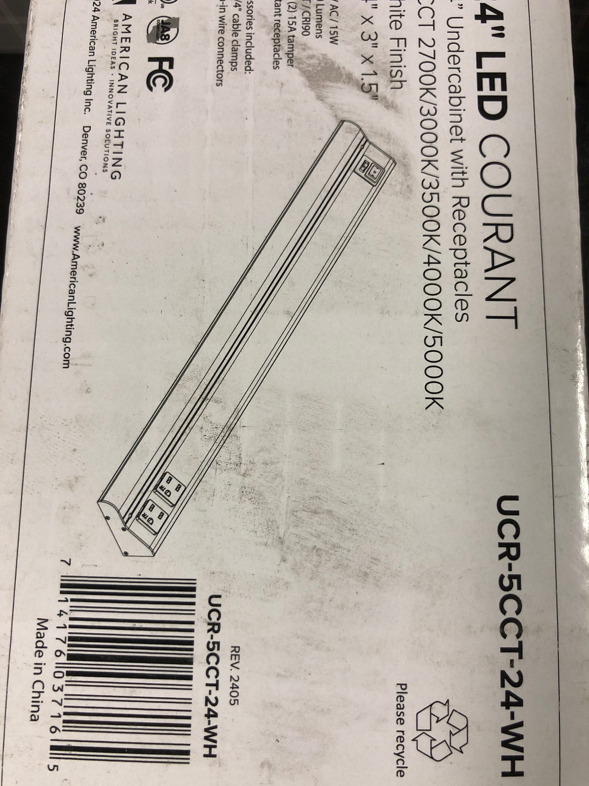 American Lighting UCR-5CCT-24-WH Undercabinet 24 in. 5CCT LED Courant White Finish