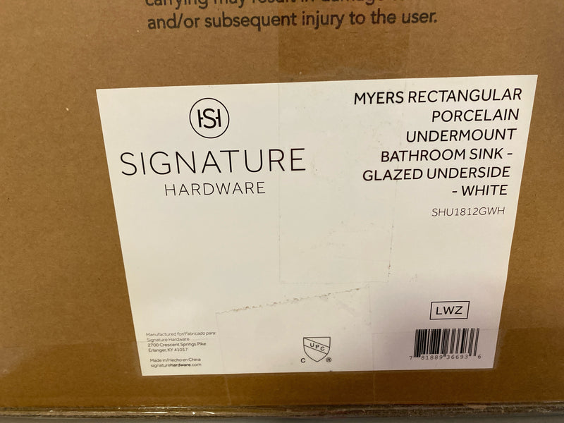 Signature Hardware Myers 21" Vitreous China Undermount Bathroom Sink - Glazed Underside