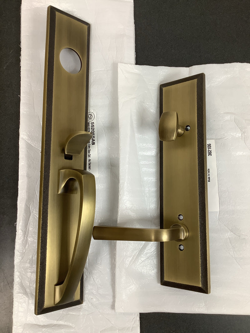 Signature Hardware 479117 Aurick Right Handed Solid Brass Keyed Entry Door Lever Set with 2-3/4" Backset - Antique Brass