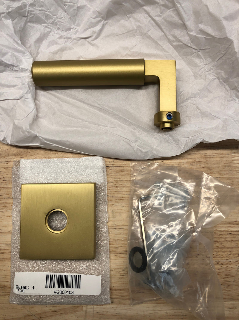 Viaggio 626198 Quadrato Left Handed Solid Brass Non-Turning One-Sided Dummy Door Lever with Contempo Lever and Quadrato Backplate - Satin Brass