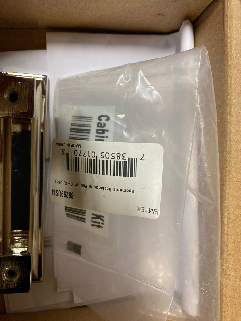 Emtek 86299US14 Geometric Rectangular 3 Inch Center to Center Bar Cabinet Pull from the Geometric Collection - Polished Nickel