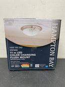 Hampton bay HB1022C-5CCT-35 Stetson 11 in. 1-Light Brushed Nickel Integrated LED Selectable CCT Flush Mount with Frosted White Glass Diffuser