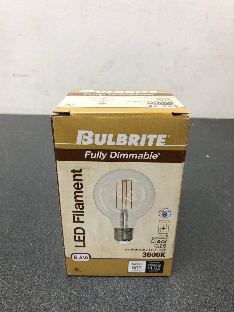 Bulbrite 776890 8.5 Watt LED G25 Clear Decorative Globe Medium (E26) Base, 3000K Light Bulb