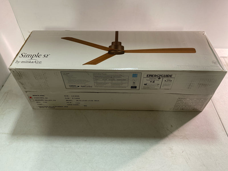 MinkaAire Simple 52" 3 Blade Indoor / Outdoor Ceiling Fan with Remote Included