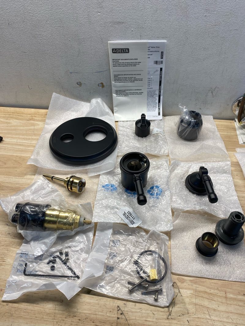 Delta T27T884-BL Broderick 17T Series Thermostatic Valve Trim with Integrated Volume Control and 3 Function Diverter for Two Shower Applications - Less Rough-In - Matte Black