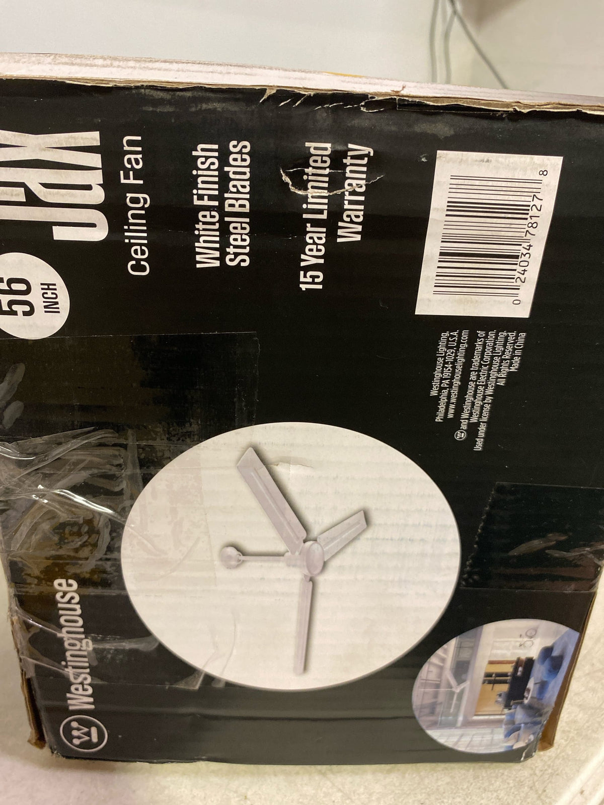 Westinghouse 7812700 Industrial 56" 3 Blade Indoor Ceiling Fan with Wall Control - White