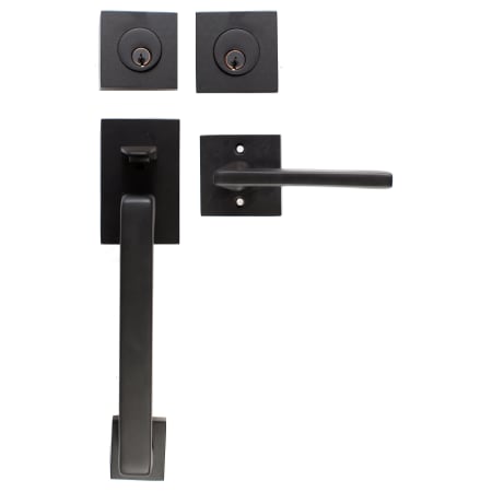 Emtek 4830US19 Baden Double Cylinder Keyed Entry Handleset - Flat Black