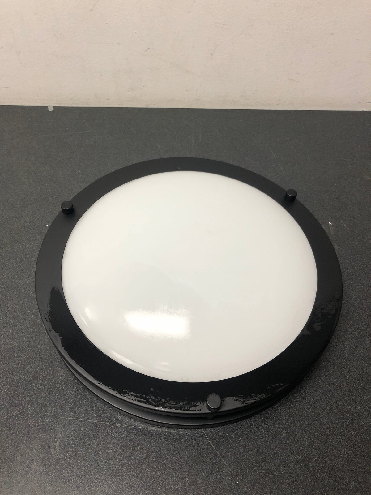Hampton bay HB1023C-43 Flaxmere 12 in. Matte Black Dimmable Integrated LED Flush Mount Ceiling Light with Frosted White Glass Shade