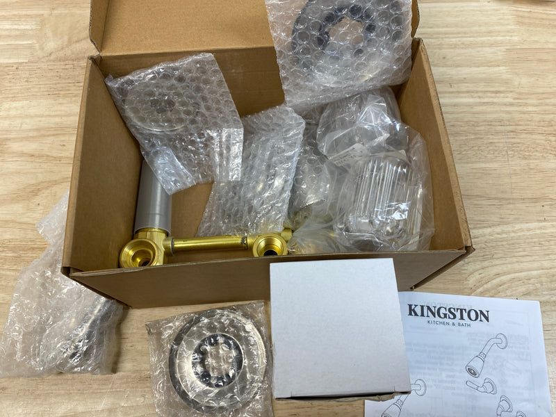 Kingston Brass KB138 Americana Tub and Shower Trim with Single Function Shower Head and Acrylic Knob Handles - Brushed Nickel