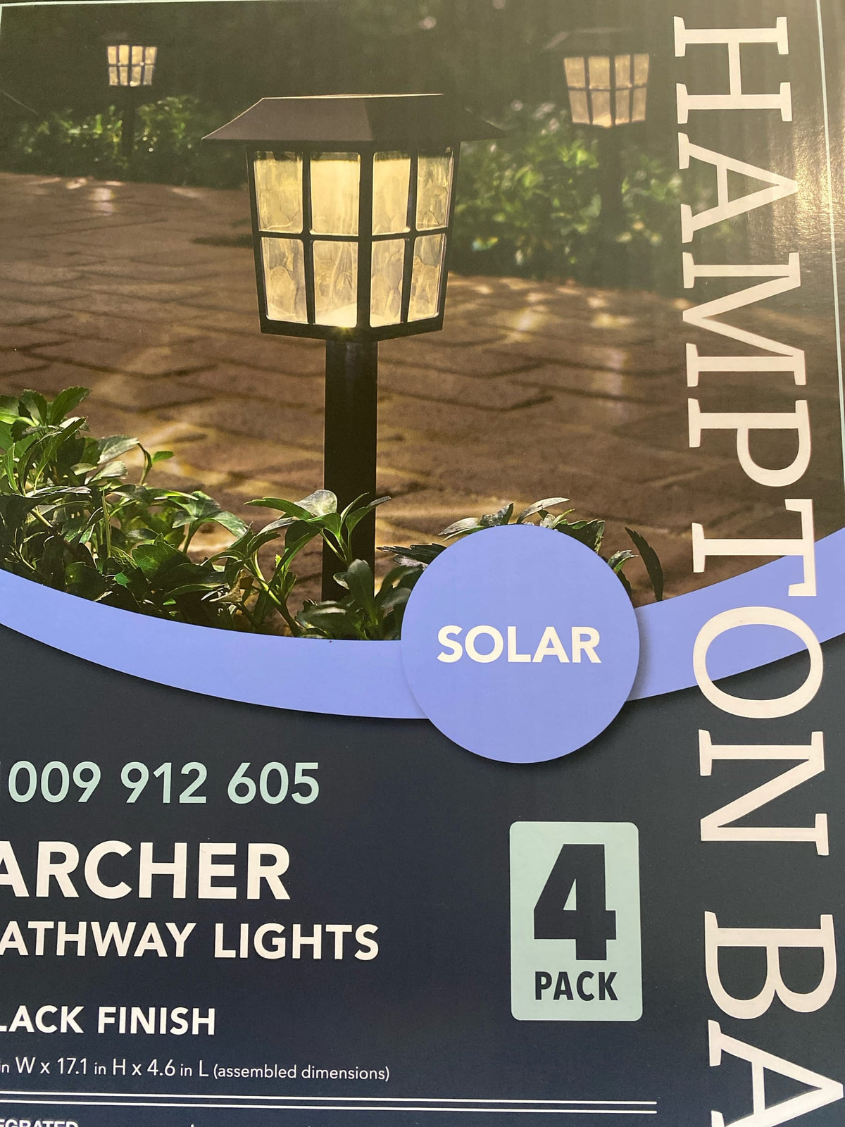 Hampton bay 43237 Archer Black Integrated LED Weather Resistant Outdoor Solar Path Light (4-Pack)