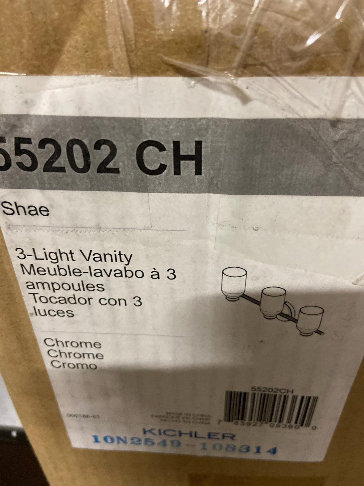 Kichler 55202CH Shae 3 Light 24" Wide Vanity Light with Glossy White Opal Glass Shades - Chrome