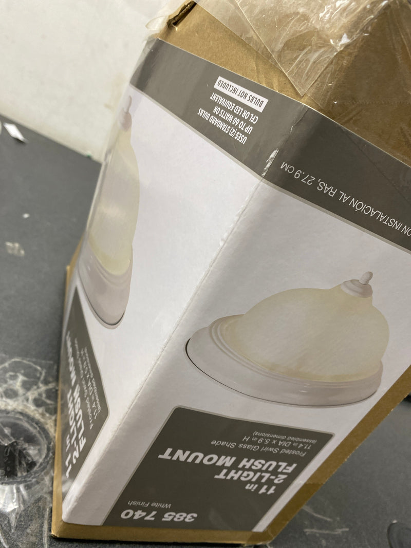Unbranded FZP8012A/WH 11 in. 2-Light White Flush Mount