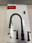 Pfister Hanover Kitchen Sink Faucet with Pull Down Sprayer and Soap Dispenser, 2-Handle High Arc Design, 4-Hole Installation, Tuscan Bronze Finish for Kitchen Sink F5314HNY