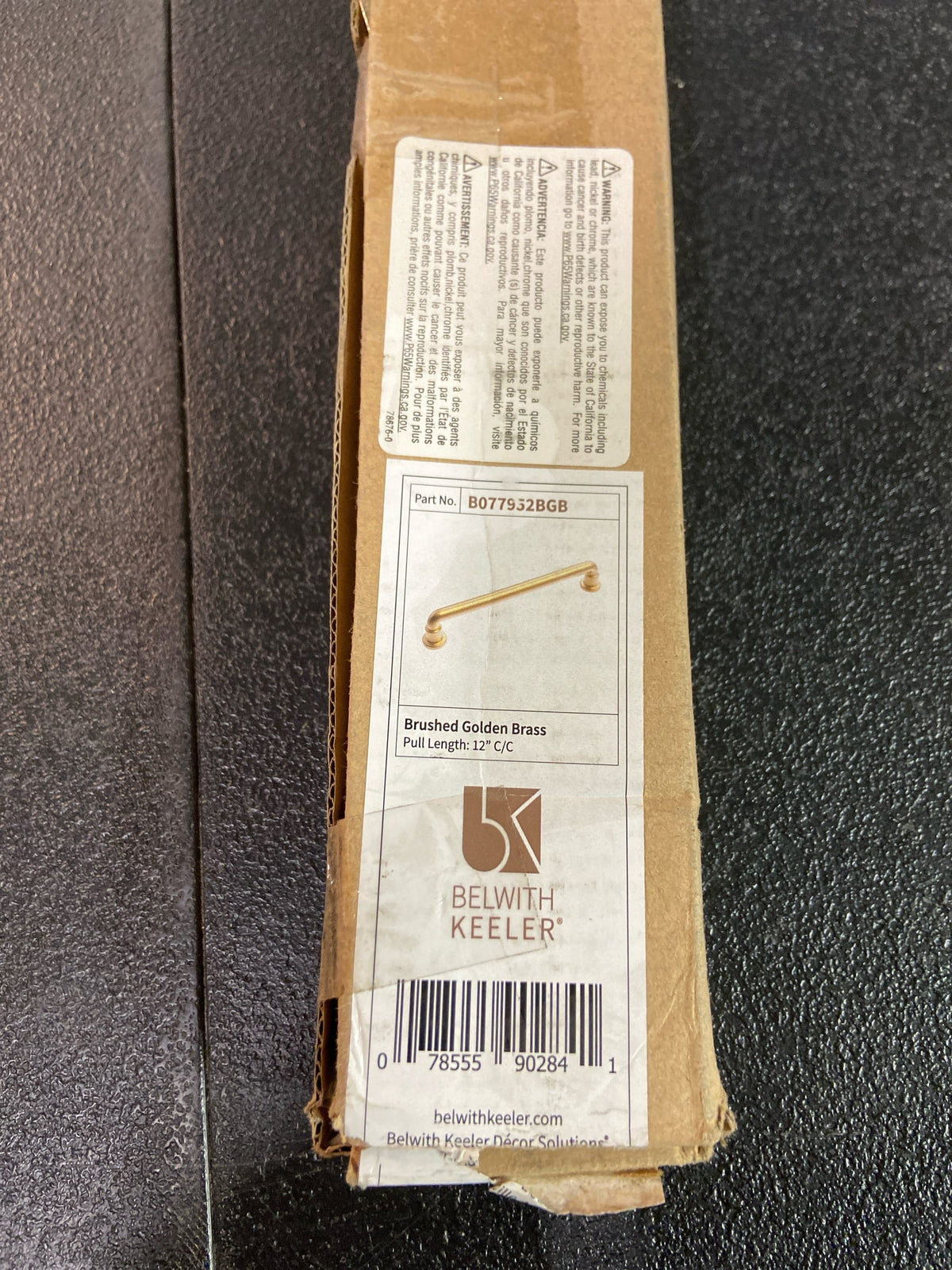 Belwith Keeler B077952BGB Urbane 12" Center to Center Modern Industrial Pipe Appliance Handle / Appliance Pull - Brushed Golden Brass