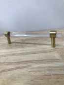 Alno A860-6-SB Modern 6" Center to Center Acrylic Bar Cabinet Handle Cabinet Pull with Solid Brass Mount - Satin Brass