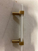 Sietto P-1901-5.5-SB Adjustable Center to Center 5-1/2 Inch Long Handle Cabinet Pull with White Glass - Satin Brass