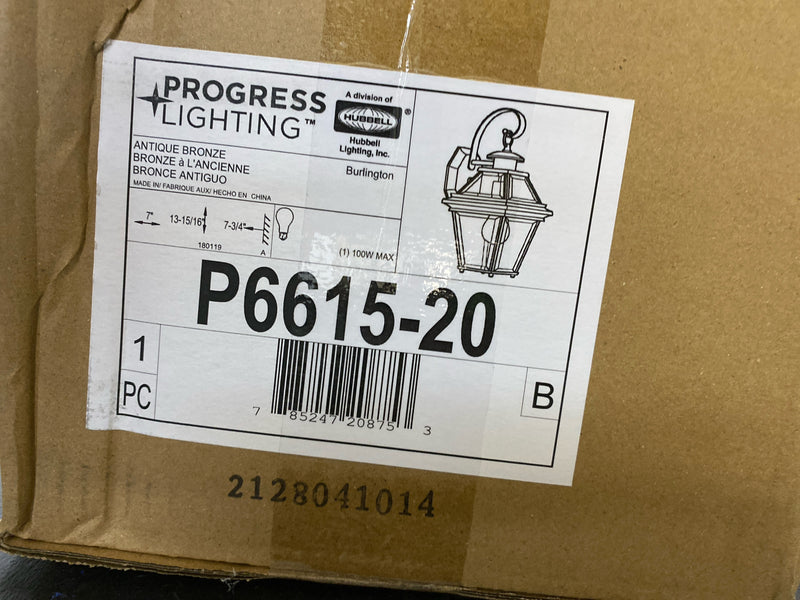 Progress Lighting P6615-20 Burlington Single Light 7" Wide Outdoor Wall Sconce - Antique Bronze