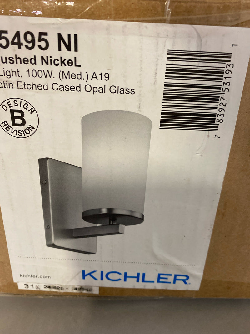 Kichler 45495NI Crosby 9" Tall Bathroom Sconce - Brushed Nickel