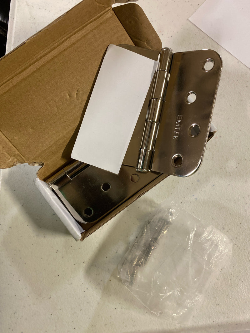 Emtek 9100 Steel Hinges (Pair) - SD - 5/8" Radius Corner - 4" x 4" - 9103414 - Polished Nickel (US14)